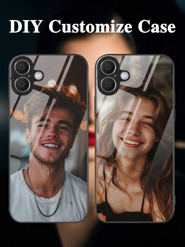1 gepersonaliseerd telefoonhoesje van high-definition glas, compatibel met Apple 16Promax/16Plus/16Pro/16/11/11Pro/11Promax/12/12Pro/12Mini/12Promax/13/13Pro/13Promax/13Mini/14/14Plus/14Pro/14Promax/15/15Plus/15Pro/15Pro/7/8Plus/Xr/Xs Max/X, gepersonaliseerd met foto's van familie/vrienden/koppels