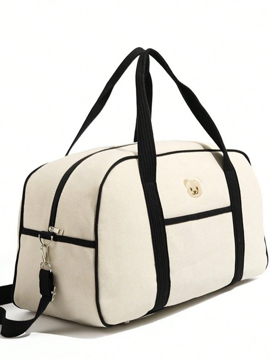 White Large Capacity Diaper Bag For Mom With Thick Shoulder Strap - Portable And Fashionable - Black - View 1