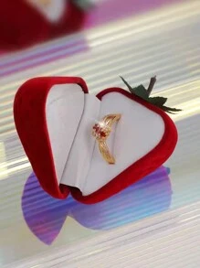 1 件戒指收纳盒，粉色或玫红色创意草莓形戒指首饰收纳盒，红色戒指盒，适合婚礼派对，情人节礼物，天鹅绒首饰盒，用于戒指、手镯、项链和耳环的收纳和展示，2025 年毕业装饰，派对用品，婚礼装饰，毕业礼物，返校 - 彩色 - 查看 10