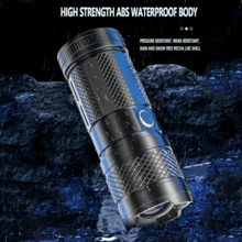 AGUILAMEX Long-Range LED Flashlight Super Powerful Hand Lamp With Ropes To Prevent Falling, Built-In Rechargeable Battery, Type-C Charging Torch And Reverse USB Charging For Cell Phone, For Various Use Scenes Fishing, Home, Outdoor Activities, Etc. - Black - View 5