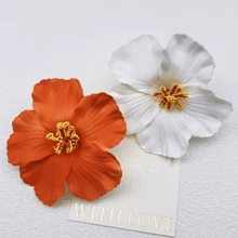 2pcs Flower Decor Hair Clip For Daily Use For Girls Hairstyles Casual Boho - Orange & White - View 5