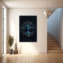 Celtic Butterfly Design On Dark Background Large Wooden Framed Wall Art Home Decor Canvas Painting- For Bedroom, Bathroom, Living Room, Office, Kitchen, Holiday Gift- 1pc