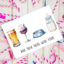 1pc Funny New Family Member Congratulations Card Cute BabyShower Card For New Mom Dad Parents, Couple Greeting Card, And Then There Were Four - For Birthday, Baptism - For New Parents & Friends - Perfect Gift For BabyShower - Multicolor - View 2