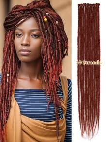 24 英寸合成辫子接发 10 股嬉皮士单头辫子渐变金色 0.6 厘米宽接发雷鬼风格钩针头发适合女性圣诞节新年狂欢音乐节 - 彩色 - 查看 22