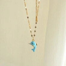 1pc Personalized Necklace With Demon Eye, Sunflower, Bee, Angel Pendant, Orange "Lucky" Golden Heart Pendant, Cross Pendant, Stainless Steel Jewelry For Women