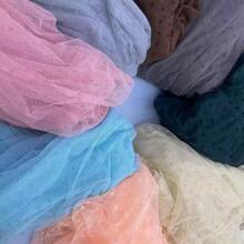 Popular High-Density Polyester Polka Dot Flocked Mesh Fabric, Suitable For Dresses, Undershirts, Headwear, Toys, DIY