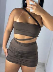 VESTIDO SARAH - Marrom - Visão 2