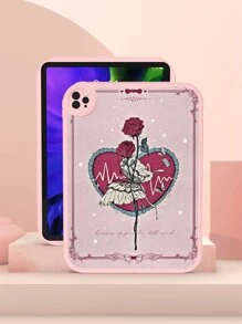 1个浪漫玫瑰蝴蝶心形原创手绘防震平板电脑保护套，适用于MatePad 10.4英寸，内置360度加厚防摔皮革10.2英寸平板电脑保护套 - 彩色 - 查看 2