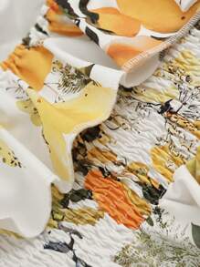 女装夏季优雅水果印花单肩弹力蕾丝泡泡袖派对精致轻熟风气质修身淑女法式复古节日风印花优雅情人节礼物毕业季节日女装连衣裙长裙 - 彩色 - 查看 7