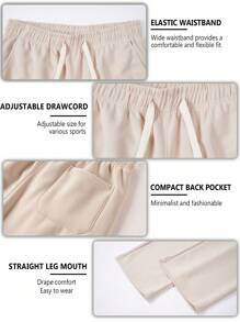 Women's Simple And Fashionable Solid Color Straight Leg Sports Pants, Breathable And Comfortable Soft Cropped Pants, 1pc Outdoor Casual Lace Up Women's Sports Pants - 卡其色 - 查看 5