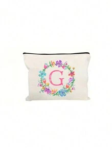 Personalized English Initials Cosmetic Bag,Chic Watercolor Floral Makeup Bag, Simple Zipper Beauty Bag, Versatile Toiletry Wash Bag For Girls Women,Portable, Lightweight & Fade-Resistant ,Travel Toiletry Bag-Pen Bag-Gift Bag, The Best Gift For Mothers, Daughters, Best Friends, Teachers And Friends, Birthdays Gifts,Must-Have Items For Graduation Season, Wedding Season And Other Festivals - Ideal Bridesmaid & Travel Gift - White - View 26