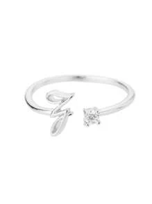 1Pc Minimalist Initial Open Ring Cubic Zirconia Alphabet Letter Rings Fashionable Jewelry Accessories(No Gift Box)