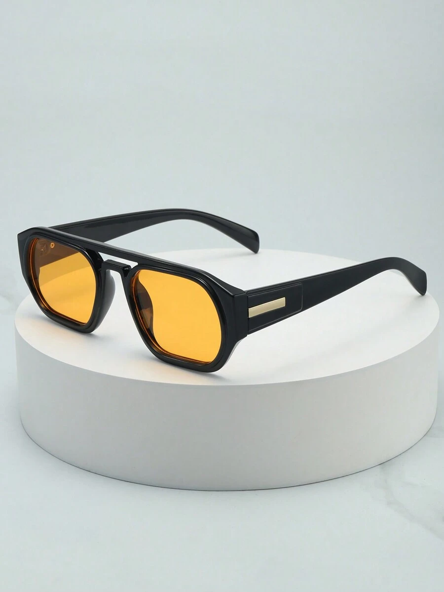 1 chiếc kính mát nam gọng đôi phong cách cổ điển nhẹ chất lượng cao sang trọng tối giản thời trang, thích hợp khi lái xe, du lịch, giải trí, thể thao ngoài trời, sử dụng hàng ngày cho kỳ nghỉ hè ở bãi biển, ngoài trời, du lịch - khung đen khiêu dâm - Xem 1