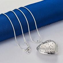 1 pièce Collier pendentif en forme de cœur creux en argent 925 exquis, pour les femmes à la mode, cadeau de mariage, accessoires de bijoux
