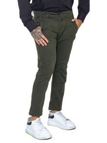 Kit 2 Men's Tailored Chino Pants Slim Twill With Elastane Lycra Premium Chino Many Colors Immediate Shipping Knife Pocket Formal Style - 綠色/海軍藍 - 查看 2