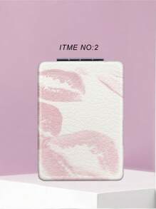 1 件简约 Y2K 紧凑型折叠化妆镜，带 PU 皮套，超薄便携手持镜，带不锈钢金属框架，适合所有场合和所有人