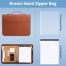 Leather Briefcase, Business Resume Combination With Clipboard, Suitable For A4/Pad, Leather Briefcase Organizer
