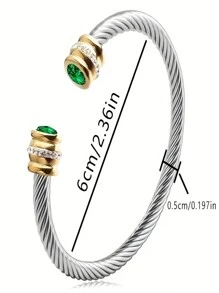 1 Pc Stainless Steel Cable Bracelet With 12 Birthstones And Zirconia, Suitable For Women