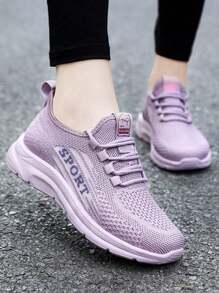 Zapatillas de mujer, zapatillas de running ligeras y transpirables. Zapatos color uva, zapatos rosas. Zapatillas con pies sin cordones para correr, béisbol, tenis, fitness y viajes diarios - Morado - Ver 1
