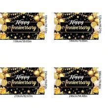 Striscione 'Buon Anniversario' in nero e oro | Decorazioni per feste di anniversario, sfondo 'Buon Anniversario' | Logo per anniversario, decorazioni per anniversario di matrimonio