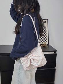 1 Piece Ditsy Floral Crossbody Shoulder Bag Minimalist Versatile Crossbody Bag Cute Shoulder Bag Quilted Shoulder Handbag Top Fla Square Bag Quilted Crossbody Purse Suitable For Women's Daily Use Such As Dating, Travel, Work, Leisure Vacation, Etc Square Flap Handbags For Teen Girls Women College Students,Rookies & White-Collar Workers Perfect For Office,College,Work ,Business,Commute,Outdoors, Travel, Outings - Pink - View 7