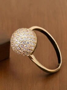 1pc Fashionable Delicate Micro-Inlaid Synthetic Zirconia Ring, Versatile & Elegant For Women