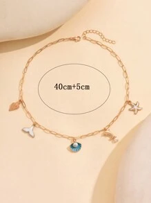 1 件时尚彩色珐琅海景吊坠项链，适合日常佩戴、海滩旅行和摄影 - 貝殼+魚尾 - 查看 4