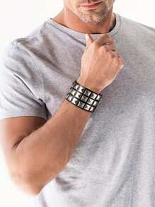 Xiacheng 1/6/9件套铆钉手链，黑色皮革铆钉朋克手链，袖口缠绕式手链，金属扣腕带，男女通用 - 彩色 - 查看 17