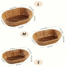 1 件多功能椭圆形编织储物篮 - 塑料藤条设计，适用于水果、零食、餐具、鲜花、杂货储存、架子装饰、家居装饰、篮子储存、组织者、房间物品、礼品篮、Korb、卧室组织者、组织篮、楼梯篮、复活节篮子、木篮、可爱礼品篮、返校