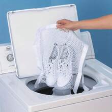 2-Piece Shoe Drying And Cleaning Bag With Elastic Band - Durable Mesh Clothing And Sports Shoe Storage Bag, Essential For Home Cleaning, Laundry Bag - trắng - Xem 8