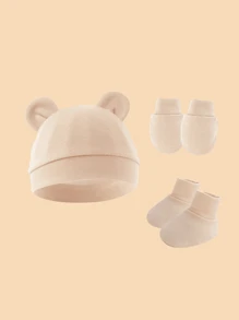 3 piezas de gorro, guantes y cubiertas para los pies de bebé, suaves y cálidos, adecuados para uso diario de recién nacidos niños y niñas. - Multicolor - Ver 11