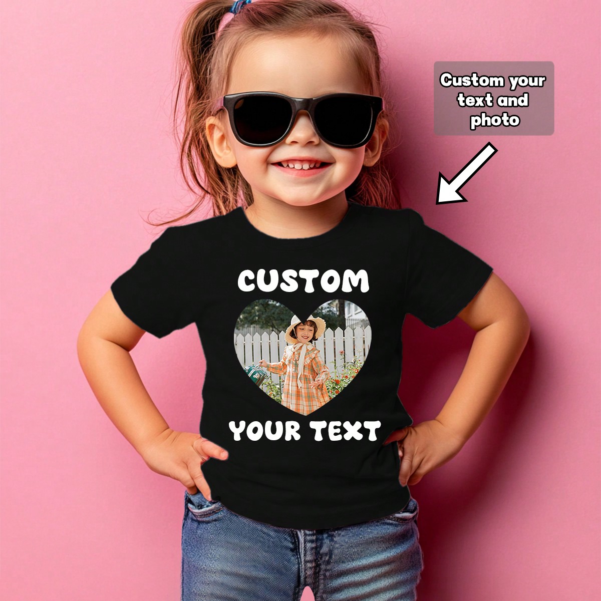 Camisetas personalizadas para niñas con diseño de texto, diseño de gráficos personalizados. Ingrese su texto/nombre/deseos de cumpleaños/saludos,
