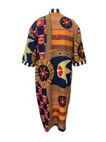 Plus Size Casual Retro Print Long Cardigan