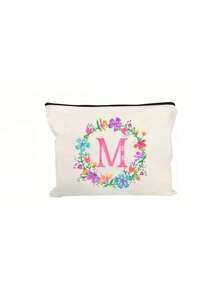 Personalized English Initials Cosmetic Bag,Chic Watercolor Floral Makeup Bag, Simple Zipper Beauty Bag, Versatile Toiletry Wash Bag For Girls Women,Portable, Lightweight & Fade-Resistant ,Travel Toiletry Bag-Pen Bag-Gift Bag, The Best Gift For Mothers, Daughters, Best Friends, Teachers And Friends, Birthdays Gifts,Must-Have Items For Graduation Season, Wedding Season And Other Festivals - Ideal Bridesmaid & Travel Gift - White - View 31