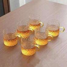 12/6/4/2 Pcs Set 120ml Hammered Glass Cups, High Quality Glass Cups, Tea Cups, Cold & Hot Drink Cups, Suitable For Tea, Coffee, Home, Office, Cafe