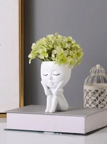1pc Polyresin Plant Pot, Nordic Figure Design Flower Pot For Home Decor