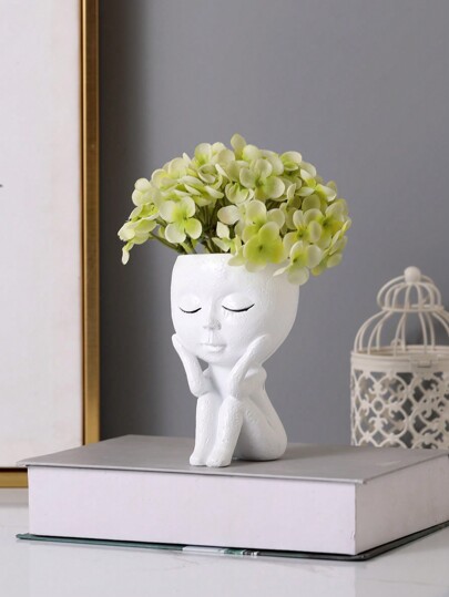 1pc Polyresin Plant Pot, Nordic Figure Design Flower Pot For Home Decor