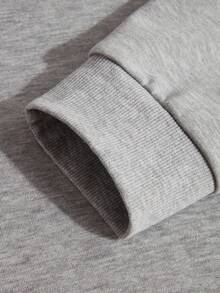 休闲抽象小狗图案印花运动衫，轻松随性的卡通狗图案标语印花，超大宽松套头连帽衫，透气长袖街头服饰上衣，男女通用休闲家居服 - 查看 4