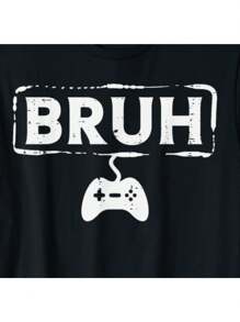 Gamer Bruh Video Game Funny Gaming Teen Men Boys Youth T-Shirt Christmas Gifts For Teens Boys Men Family YYQ 180g - 黑色 - 查看 2