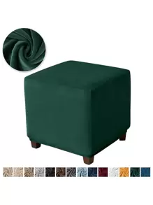 1PC Square Ottoman Cover Elastic Velvet Footstool Cover 360 Degree All-Inclusive Chair Covers Protector For Living Room Slipcover - Camel - View 2