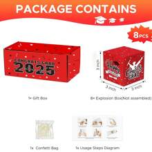 1 Set Caja de regalo con sobre rojo sorpresa y tapa desplegable, apta para cumpleaños, festividades y fiestas