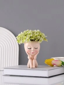 1pc Polyresin Plant Pot, Nordic Figure Design Flower Pot For Home Decor