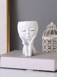 1pc Polyresin Plant Pot, Nordic Figure Design Flower Pot For Home Decor