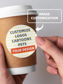 1~1200pcs Customized Advertising Labels, Logo, QR Code Stickers, Trademark Printed Packaging Stickers, Beverage, Coffee Cup, Milk Tea Cup, Birthday Celebration Disposable Cups - Multicolor - View 1