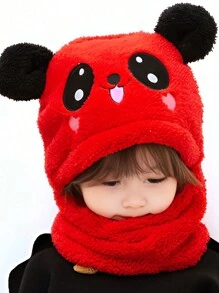 1pc Panda Children Hat With Scarf, Cute And Super Adorable Plush Warm Ear Protection, Suitable For Boys And Girls Ages 1-4, 4-6, 7-10, 11-Adult, For Indoor, Outdoor, Cosplay, Party, Children Gift