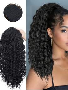 1 件 18 英寸卷曲马尾辫接发合成深波浪抽绳马尾辫合成发感浓密马尾辫自然黑色假发万圣节和圣诞节促销 - 彩色 - 查看 4