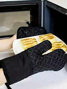 2 Packs Silicone Oven Mitts With Pot Holders - Non-Slip, Heat Resistant To 350°C For BBQ, Baking, Cooking, Grilling - Kitchen Handling Of Hot Dishes, Pans - Essential Cooking Accessories