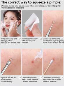 7PCS/Set Acne Blackhead Removal Needles Stainless Steel Black Spot Blemish Pimple Removal Needle Deep Cleansing Tool Face Skin Care Kit