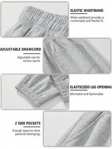 Pantalones casuales versátiles de unicolor de pierna estrecha para mujeres, con ajuste de cordón, simples y de moda, adecuados para deportes al aire libre y entrenamiento físico - Gris Claro - Ver 5