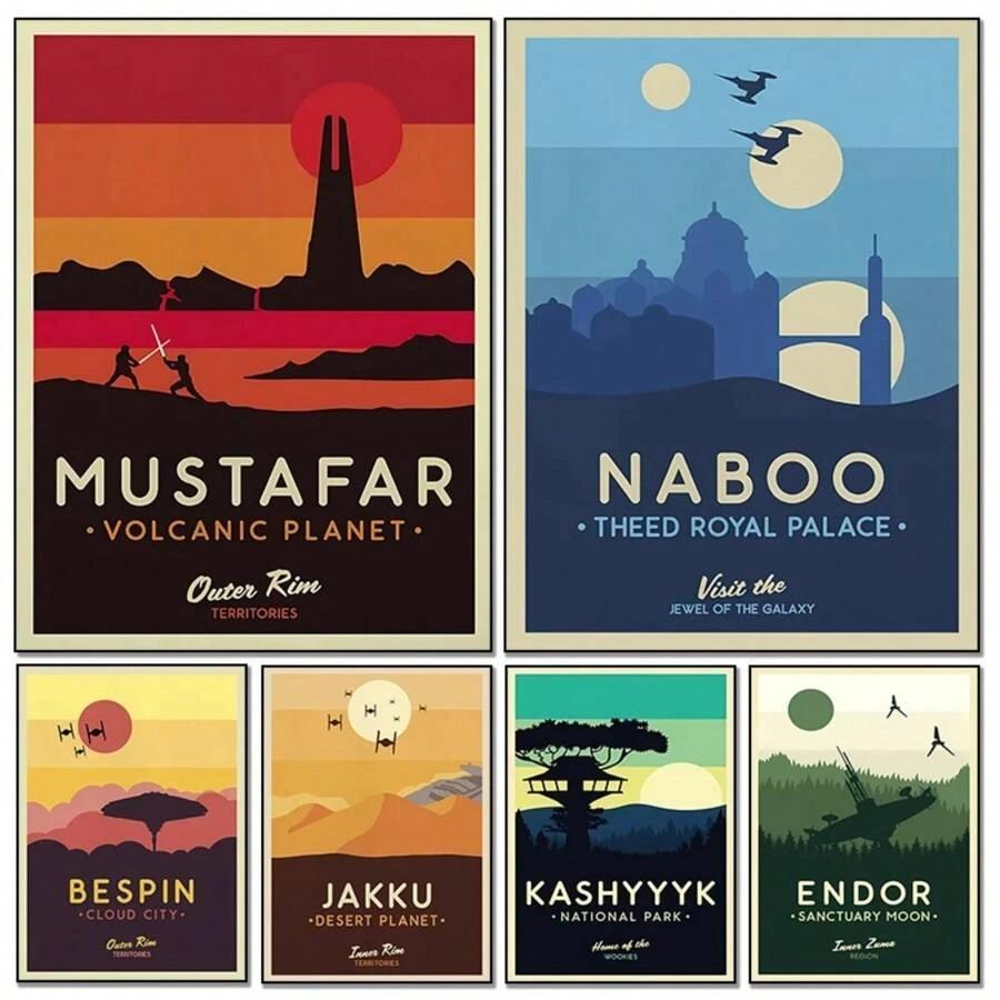 1PC Modern Star Planet Posters Galaxy Attraction Wall Art Canvas Paintings And Print Movie Wars Cover Landscape For Room Home Decor No Frame - Multicolor - View 1